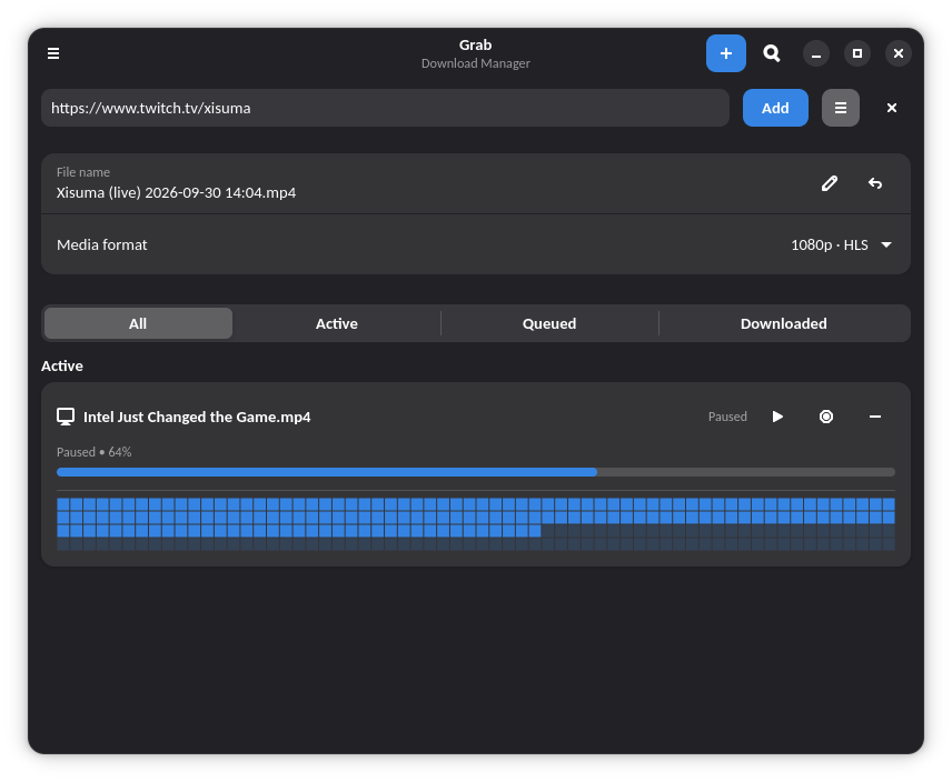 New Download card with media format picker